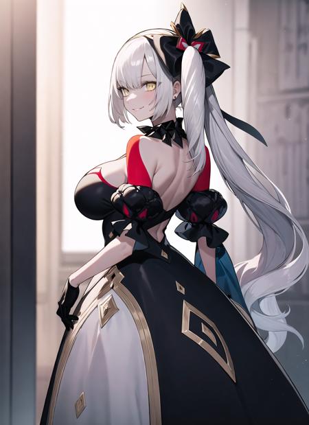 34957-3626000296-(marie alter_1.2), 1girl, mature female, ((standing, looking back, looking away)), smirk, pale skin, yellow eyes, white hair, si.png